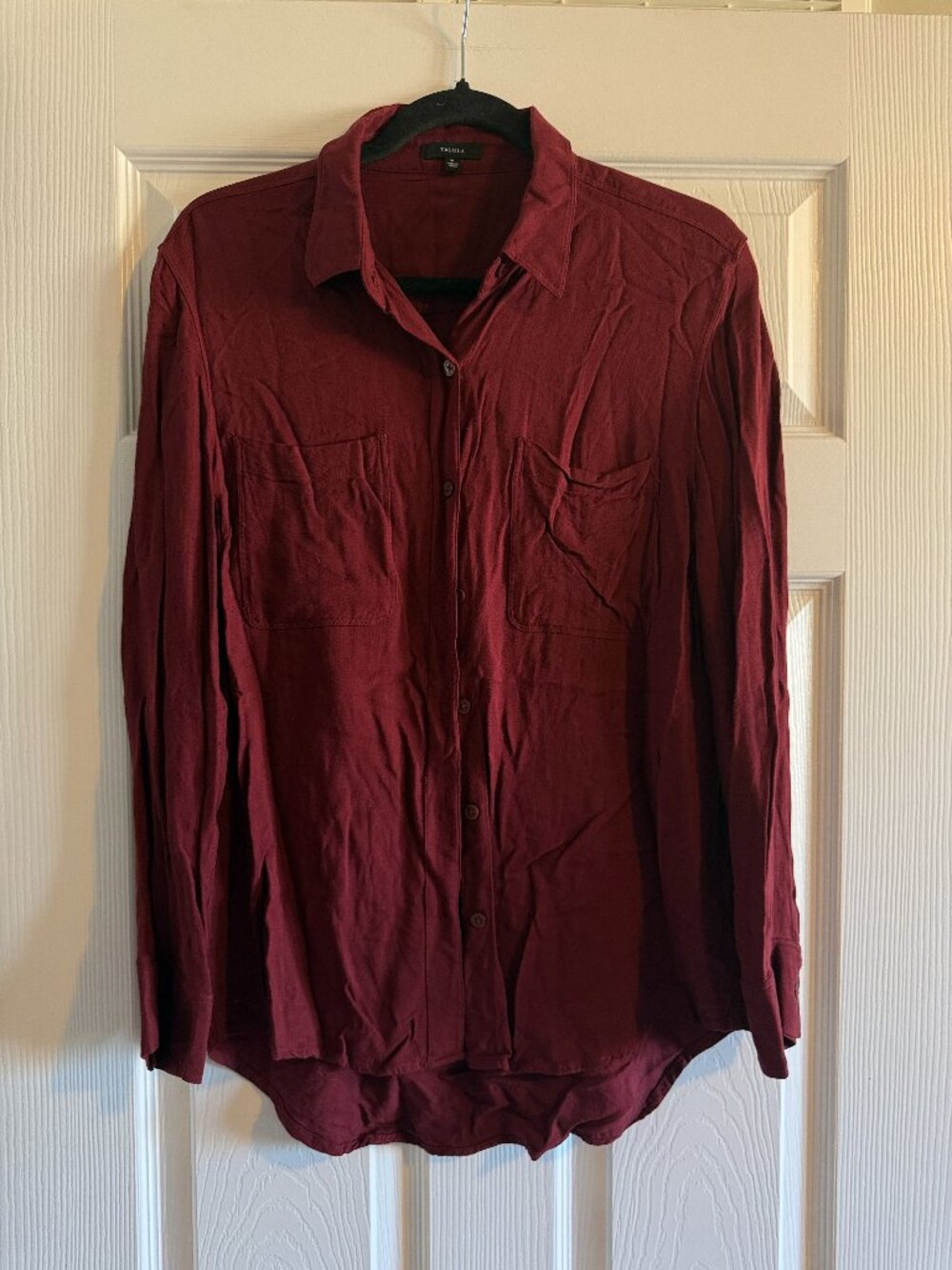Talula Aritzia Burgundy Oversized Button-Up Shirt Size M